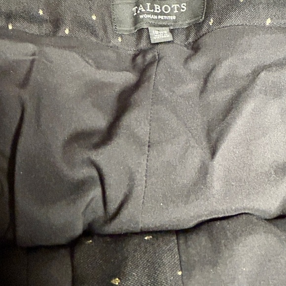 Talbots Pants Black with Gold Sparkle Dot Ankle Length Dressy size 18 W Petite - Picture 10 of 16